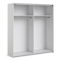 Thumbnail for White Light Oak and Mirror Glass Sliding 2 Door Double Wardrobe