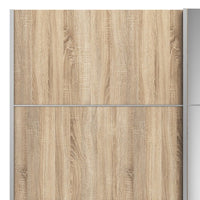 Thumbnail for White With Oak and Mirrored Glass Sliding 2 Door Double Wardrobe