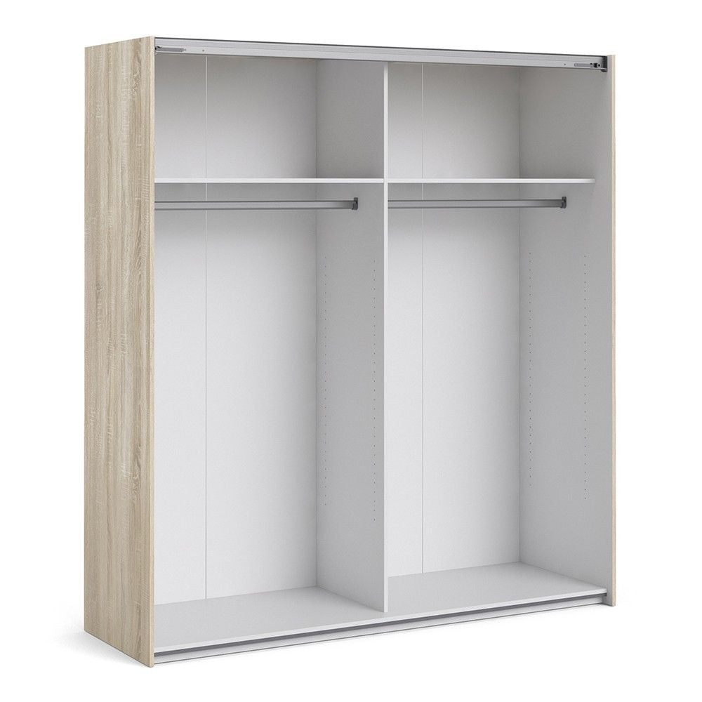 Tall Wide Light Oak White 2 Sliding Door Double Wardrobe