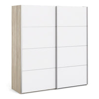 Thumbnail for Tall Wide Light Oak White 2 Sliding Door Double Wardrobe