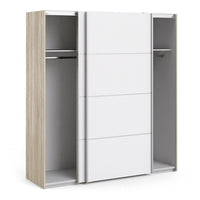 Thumbnail for Tall Wide Light Oak White 2 Sliding Door Double Wardrobe