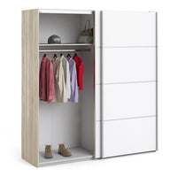 Thumbnail for Tall Wide Light Oak White 2 Sliding Door Double Wardrobe