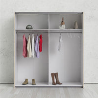 Thumbnail for Tall Wide Light Oak White 2 Sliding Door Double Wardrobe