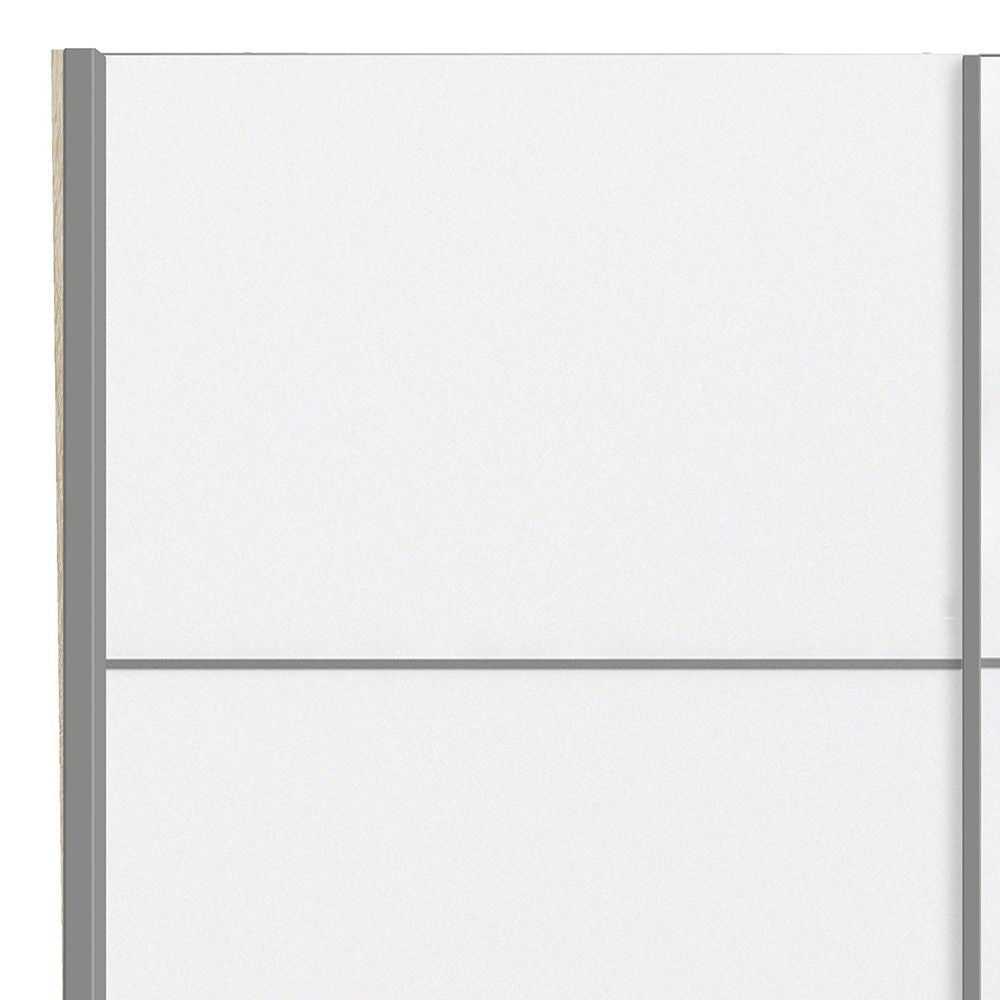 Tall Wide Light Oak White 2 Sliding Door Double Wardrobe