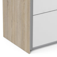 Thumbnail for Tall Wide Light Oak White 2 Sliding Door Double Wardrobe