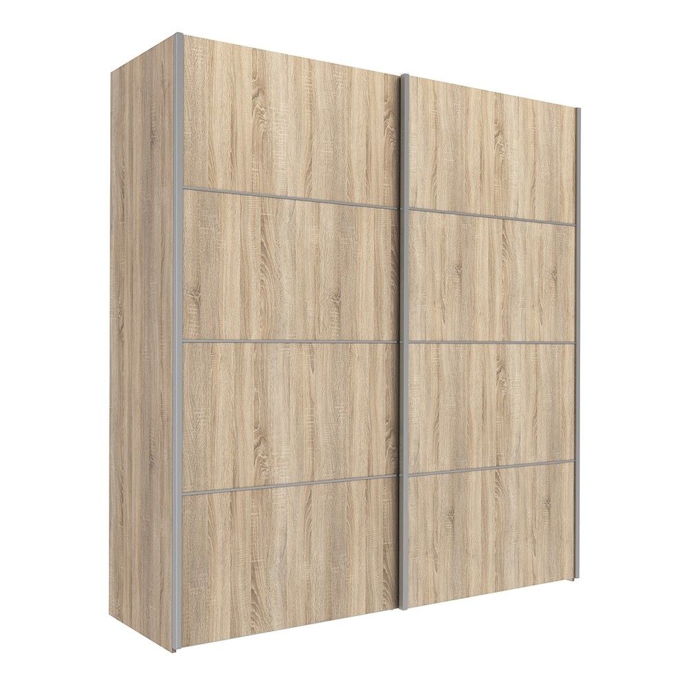 Wide Light Oak 2 Sliding Door Double Wardrobe