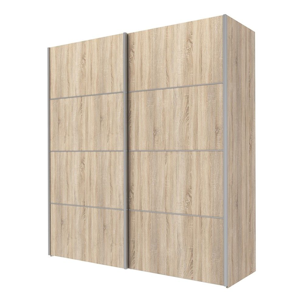 Wide Light Oak 2 Sliding Door Double Wardrobe