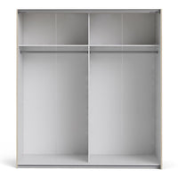 Thumbnail for Oak Mirrored Glass Sliding 2 Door Double Wardrobe