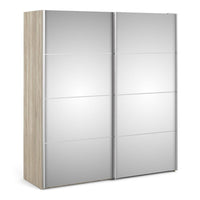 Thumbnail for Oak Mirrored Glass Sliding 2 Door Double Wardrobe