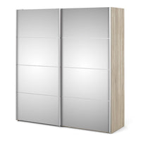 Thumbnail for Oak Mirrored Glass Sliding 2 Door Double Wardrobe