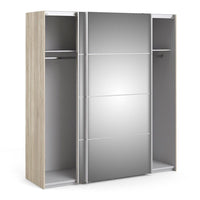 Thumbnail for Oak Mirrored Glass Sliding 2 Door Double Wardrobe