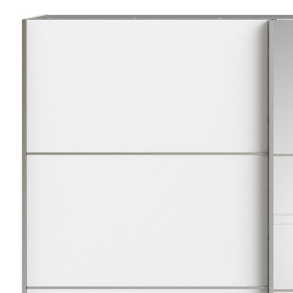 Oak White Mirrored Glass 2 Sliding Double Door Wardrobe