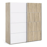 Thumbnail for Traditional Tall Oak and White 2 Sliding Door Double Wardrobe