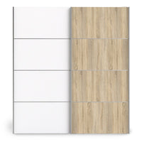 Thumbnail for Traditional Tall Oak and White 2 Sliding Door Double Wardrobe