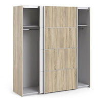 Thumbnail for Traditional Tall Oak and White 2 Sliding Door Double Wardrobe