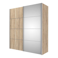 Thumbnail for Tall Oak With Oak and Mirror Glass Sliding 2 Door Double Wardrobe