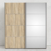 Thumbnail for Tall Oak With Oak and Mirror Glass Sliding 2 Door Double Wardrobe