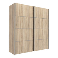 Thumbnail for Traditional Tall Wide Light Oak 2 Sliding Door Double Wardrobe