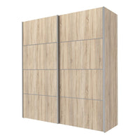 Thumbnail for Traditional Tall Wide Light Oak 2 Sliding Door Double Wardrobe