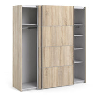 Thumbnail for Traditional Tall Wide Light Oak 2 Sliding Door Double Wardrobe