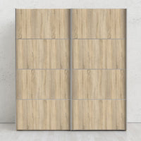 Thumbnail for Traditional Tall Wide Light Oak 2 Sliding Door Double Wardrobe