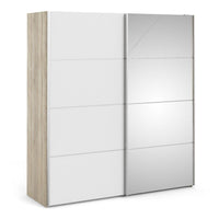 Thumbnail for Oak White Mirrored Glass Sliding 2 Door Double Wardrobe