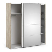 Thumbnail for Oak White Mirrored Glass Sliding 2 Door Double Wardrobe