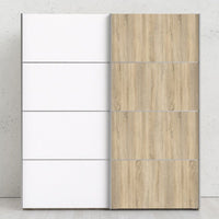 Thumbnail for Tall Wide Light Oak White 2 Sliding Door Double Wardrobe