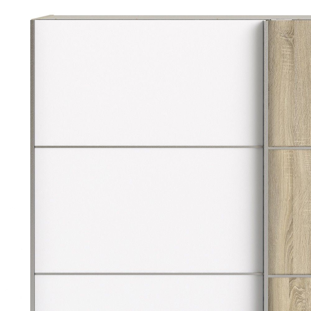 Tall Wide Light Oak White 2 Sliding Door Double Wardrobe