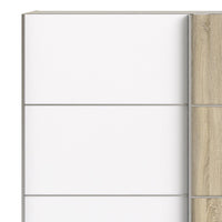 Thumbnail for Tall Wide Light Oak White 2 Sliding Door Double Wardrobe