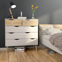 Thumbnail for Oslo Package Bedside 1 Drawer + Chest of 5 Drawers (2+3) + Wardrobe 2 Doors 2 Drawers in White and Oak