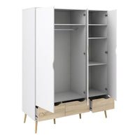 Thumbnail for Oslo Package Bedside 1 Drawer + Chest of 5 Drawers (2+3) + Wardrobe 3 Doors 3 Drawers in White and Oak