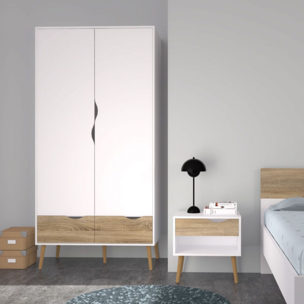 Oslo 3 Piece Bedroom Set White &amp; Oak