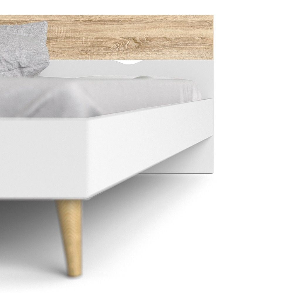 Large White and Oak Finish Double Bed