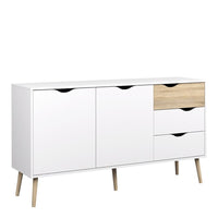 Thumbnail for Wide White and Oak 3 Drawer 2 Door Sideboard