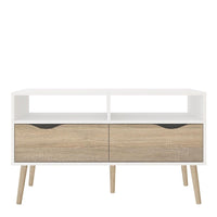 Thumbnail for White and Oak 2 Drawer Small TV Media Unit