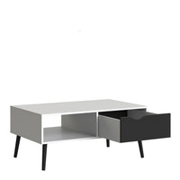 Thumbnail for White and Black Matt Low Coffee Table 1 Drawer 1 Shelf Scandi