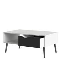 Thumbnail for White and Black Matt Low Coffee Table 1 Drawer 1 Shelf Scandi