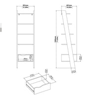 Thumbnail for White And Oak Leaning 5 Open Shelf Narrow Ladder Bookcase