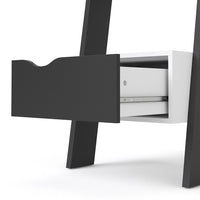 Thumbnail for Scandi White and Black Matt Leaning Open 1 Drawer Narrow Bookcase