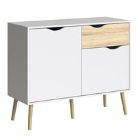 Thumbnail for White and Oak Small 2 Door And 1 Drawer Sideboard