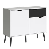 Thumbnail for White and Black Matt Small Sideboard 1 Drawer 2 Doors