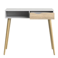 Thumbnail for White and Oak 1 Drawer 1 Shelf Console Hall Table 89.8x103cm