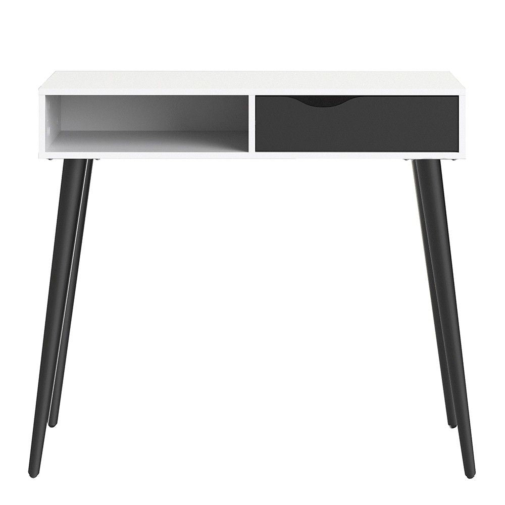 Console Table 1 Drawer 1 Shelf in White and Black Matt