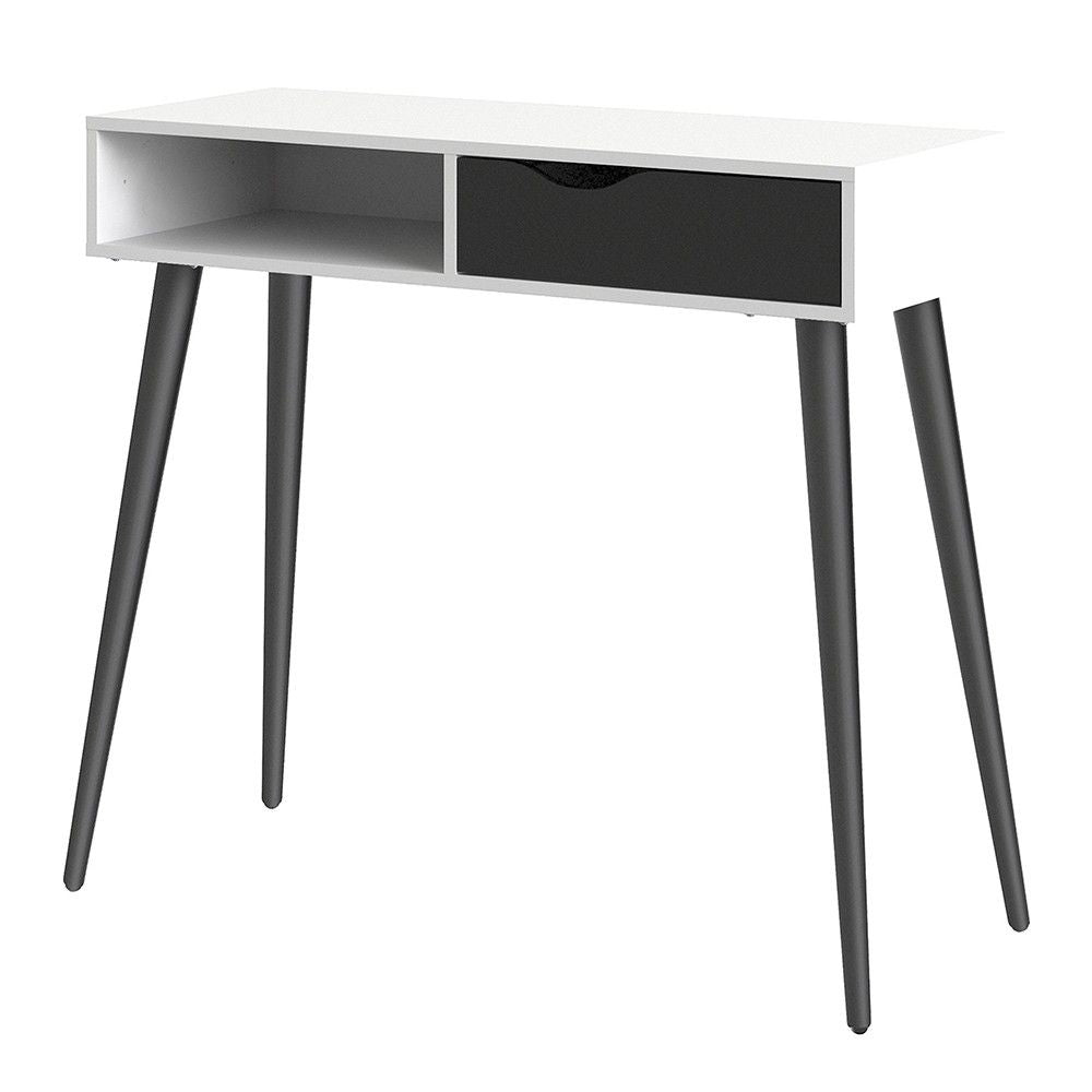 Console Table 1 Drawer 1 Shelf in White and Black Matt