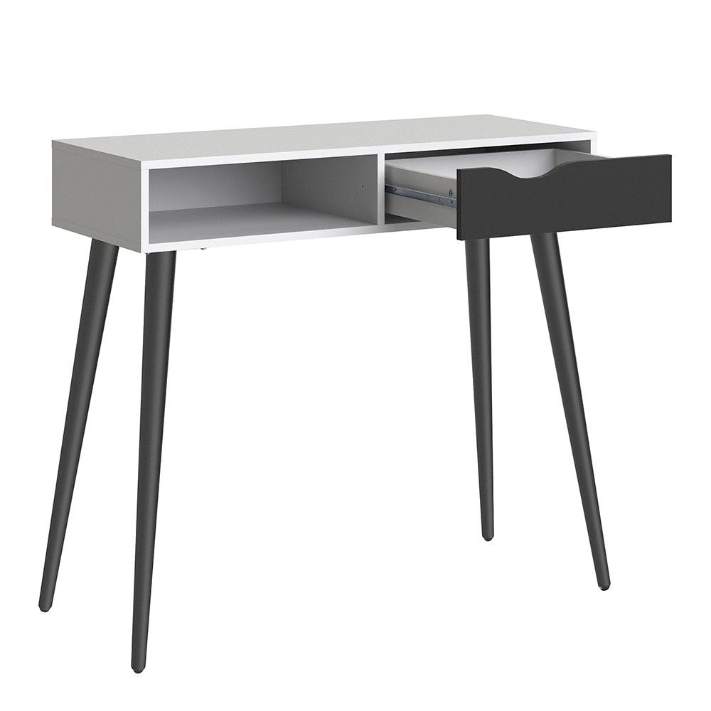 Console Table 1 Drawer 1 Shelf in White and Black Matt