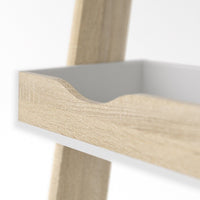 Thumbnail for White and Oak Leaning Wall Ladder 3 Open Shelf Office Study Desk