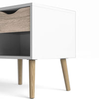 Thumbnail for Set of 2 White and Oak 1 Drawer Bedside Tables with Shelf