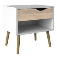 Thumbnail for Small White and Oak Finish 1 Drawer Bedside Table