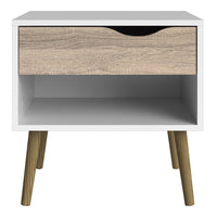 Thumbnail for Small White and Oak Finish 1 Drawer Bedside Table